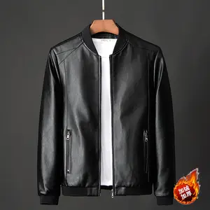 6xl 7xl 8xl jackets for men fall winter mens faux fur black leather jacket mens coat high quality