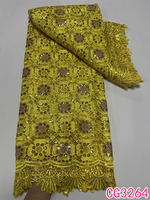 Nouvelle Arrivée Tissu en Dentelle Guipure pour Fête, Tissu en Dentelle Guipure Fleurie Africaine avec Paillettes