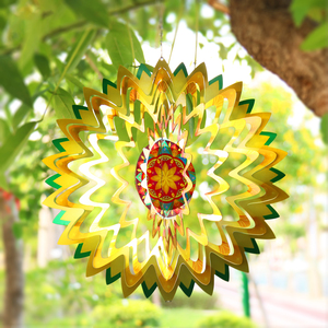 Molinetes de Viento Personalizables de Acero Inoxidable 3D, Ecológicos e Impermeables para Decoración de Jardín - Piezas Coloridas de 30 cm de Diámetro - Product Image 3