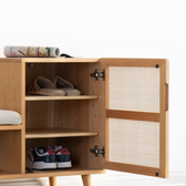 Meuble à chaussures en bambou naturel pour <span class=keywords><strong>entrée</strong></span>, <span class=keywords><strong>avec</strong></span> étagère de <span class=keywords><strong>rangement</strong></span> et banc à chaussures <span class=keywords><strong>avec</strong></span> coussin - Product Image 5