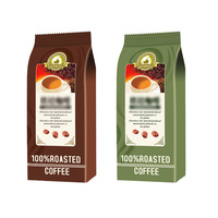 Sacs à café recyclables en PE à fond plat avec valve et fermeture éclair pour grains de café, qualité alimentaire, 250g, 500g, 1000g, impression d'emballage