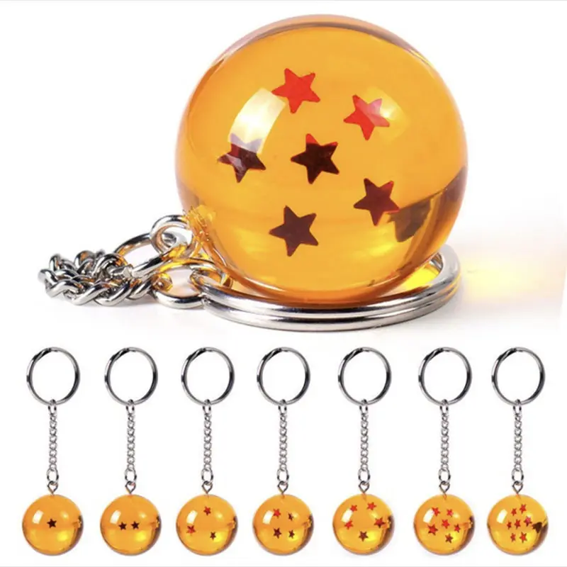 Cartoon Fans Collectie Ronde Crystal Dbz Dragon Ball Sleutelhanger Glas Anime Goku Bal Sleutelhanger Hanger Ster Sleutelhangers