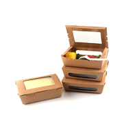 Récipient alimentaire en papier kraft biodégradable avec fenêtre Boîte à emporter jetable pour emballage de boulangerie salade barbecue