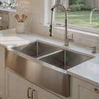 Wastafel Dapur Tophome Farmhouse 304 Stainless Steel Apron Front Buatan Tangan Single Bowl Finishing Brushed Bersertifikasi CUPC Garansi 5 Tahun
