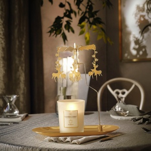 Creative Luxury Iron Golden <strong>Romantic</strong> Rotating Aromatherapy Candlestick Christmas Gift Lantern with Tray - Product Image 3