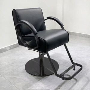 Modern Black Faux Leather Barber Chair Stainless Steel Frame Hydraulic Height Adjustable Round Base Salon Furniture - Product Image 6