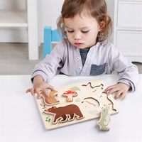 Mainan Kayu Edukatif Montessori untuk Bayi, Puzzle Kayu Besar untuk Balita, Set Puzzle Pasak Kayu, Mainan Edukasi Hewan, Luar Angkasa, dan Lautan