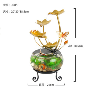 ตู้ปลาพร้อมน้ำพุไหลเวียน ตู้ปลาทรงกลมทำจากกระจก สำหรับตกแต่งทางเข้าหรือห้องนั่งเล่น - Product Image 5