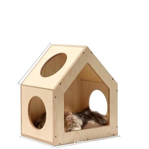 Casa para Gatos de Madera Maciza, Villa Interior para Mascotas en Forma de Casa, Tamaño Pequeño, Resistente para Todas las Estaciones - Product Image 1