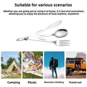 Biểu Tượng Tùy Chỉnh Cắm Trại Đồ Dùng Không Gỉ Cutleries Thép Xách Tay Dao Muỗng Nĩa Bộ Dao Kéo Du Lịch Thiết Lập Dao Kéo Với Trường Hợp - Product Image 4