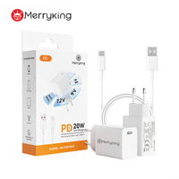 Merryking 5V/3A type c câble 20 watts chargeur pd qc3.0 charge rapide usb c adaptateur 20w type c chargeur rapide avec emballage pour iphone