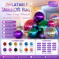 Ballon gonflable géant en PVC avec miroir Boules de fond de scène Décoration d'anniversaire Thème Fête murale Fournitures de vacances Décorations Grandes boules brillantes