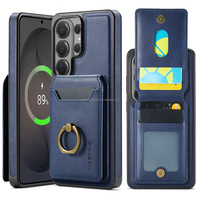 Étui portefeuille en cuir avec support annulaire flexible et fonction 2-en-1 en matériau RFID, fentes pour cartes pour Samsung Galaxy S23 S24 S25 S26 Ultra