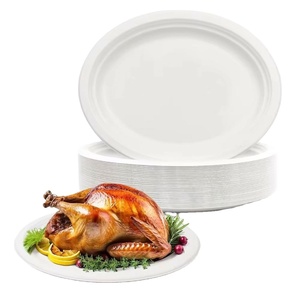 Assiettes en bagasse de canne à sucre épaissies, résistantes à l'huile, compostables, durables pour diverses occasions de restauration - Product Image 1