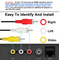 Câble audio-vidéo RCA composite de 1,8 m (6 pieds) Plug & Play pour Nintendo 64 N64 Gamecube GC Super Nintendo SNES Console de jeu rétro