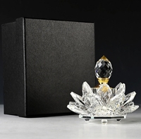 Flacon de parfum de luxe en verre en forme de lotus, flacon de présentation en verre cristal
