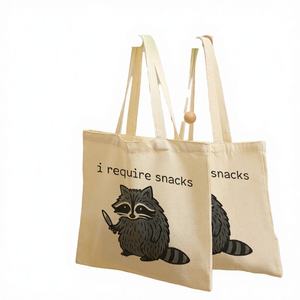 Bolsa de Mano Personalizada de Lona con Estampado de Mapache, para Compras, Viajes, Reutilizable, para Mujer - Product Image 2