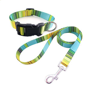 <strong>Dog</strong> Collar and Leash Set Bohemian Print Polyester Pet Lead Matching Collar Adjustable Two Piece Outfit for <strong>Dog</strong> Walking - Product Image 1