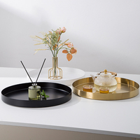 Grand plateau de service et de rangement en acier inoxydable écologique rond de 40cm sur mesure pour un seul niveau