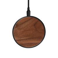 Chargeur sans fil en bois ultra-fin 15W avec LED, chargeur rapide pour smartphone, chargeur mobile