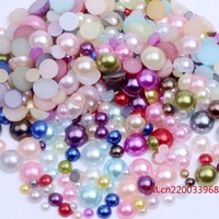 Perles demi-rondes 1.5 2 3 4 5 6 8mm grand paquet coloré bricolage dos plat résine acrylique perles en vrac pour Nail Art décoration de téléphone