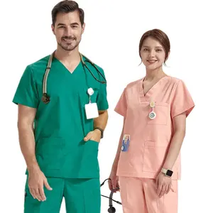 Logo oem di alta qualità personalizzato uniforme top pant set manica corta personale ospedaliero uomo donna infermieristica infermiera scrub medico
