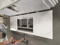 Plan de travail préfabriqué en quartz Calacatta, dalle de quartz, pierre de quartz à veines grises pour cuisine