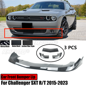 Pour Dodge Challenger SXT R/T 2015-2023 : Spoiler de pare-chocs avant, séparateur, diffuseur, aspect fibre de carbone, noir brillant, noir mat - Product Image 2