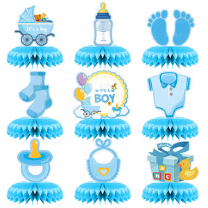 Nouvel Arrivage Décoration de gâteau pour fête d'anniversaire de nouveau-né, Révélation du sexe, motif nid d'abeille 'C'est un garçon' pour Baby Shower - Product Image 2