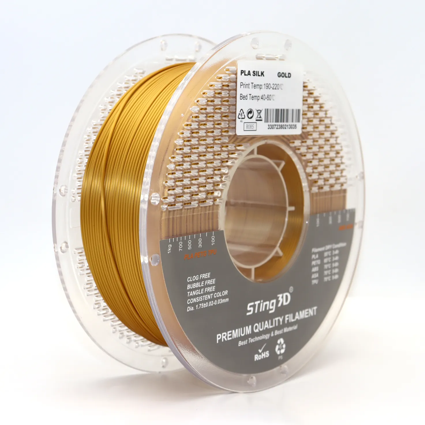 מדפסת תלת מימד Sting3D זהב פלמה נימה משי 1.75 PLA נימה 1KG באיכות גבוהה 1 ק""ג 1.75 נימה להדפסה תלת מימדית