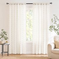 Rideau Voilage Jacquard COSENNATUR Blanc Naturel Effet Bonbon, 1 Pièce, 100% Polyester 110 g/m² pour Salon, Vente en Gros