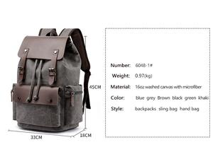 20-40L Wholesale Customized Vintage Canvas <b>Backpack</b> <b>Drawstring</b> Cover Closure Dual-shoulder <b>Backpack</b> - Product Image 3