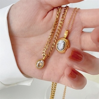 Collier Bowei, ovale géométrique, saphir et zircon blanc, petite chaîne de clavicule