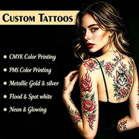 Autocollants de tatouage temporaires personnalisés, imperméables, faux tatouages personnalisés pour femmes, corps et visage