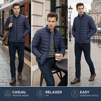 Blouson Homme Coupe Slim Col Montant Coupe-Vent Fermeture Éclair Logo Imprimé Hiver Décontracté Grandes Tailles Disponibles Vente Directe Usine