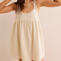 Usine Vente chaude D'été Coupe ample Sans Manches Robes Femmes Couleur Unie Encolure Dégagée Débardeur Mini Robe