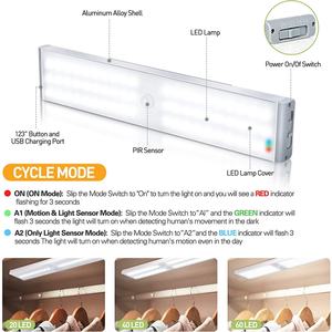 Lámpara Nocturna LED con Sensor de Movimiento Magnético Recargable por USB de 60 LED, Luz para Armario, Guardarropa, Luces LED Debajo del Gabinete - Product Image 2
