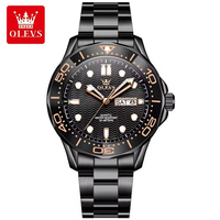 Montre de plongée automatique mécanique OLVES 3738, boîtier en alliage, cadran de 42 mm, bracelet de 20 mm, aiguilles lumineuses, résistante à l'eau, mode masculine