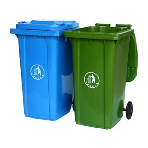 Outdoor trash cans, community property management <b>plastic</b> trailers, large sorting trash cans, extra thick with <b>lids</b>, 240L - Product Image 1