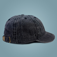 Casquette de baseball vintage teinte en pièce à 6 panneaux à visière courte en coton sergé prélavé avec boucle en laiton antique unisexe, chapeau de soleil