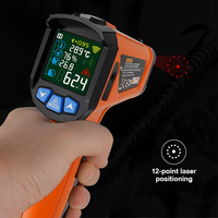 IR02C termometer inframerah Digital, pengukur suhu luar ruangan non-kontak pirometer warna LED, pengukur temperatur tinggi-50-800C baterai