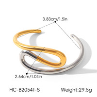 Bracelet torsadé polyvalent pour femmes |   Acier inoxydable plaqué or, design ouvert, accessoire tendance européen et américain
