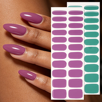 Vente en gros de bandes adhésives pour ongles en gel, couleur mauve violette esthétique, brillantes, longue durée, non toxiques, sans UV, pour manucure DIY