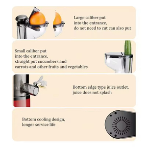 Extractor de Jugos de 1.5L, Motor Eléctrico de Corriente Continua, Cuchilla de Acero Inoxidable, Expulsión Automática de Pulpa, Carcasa de Plástico Roja, Uso Doméstico - Product Image 2