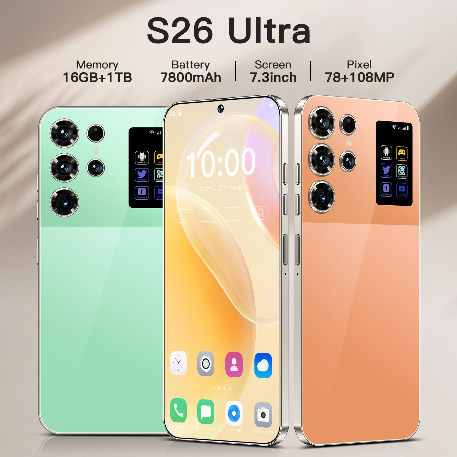 ホ Wholesale New Original S26 Ultra 5G Android 14 スマートフォン