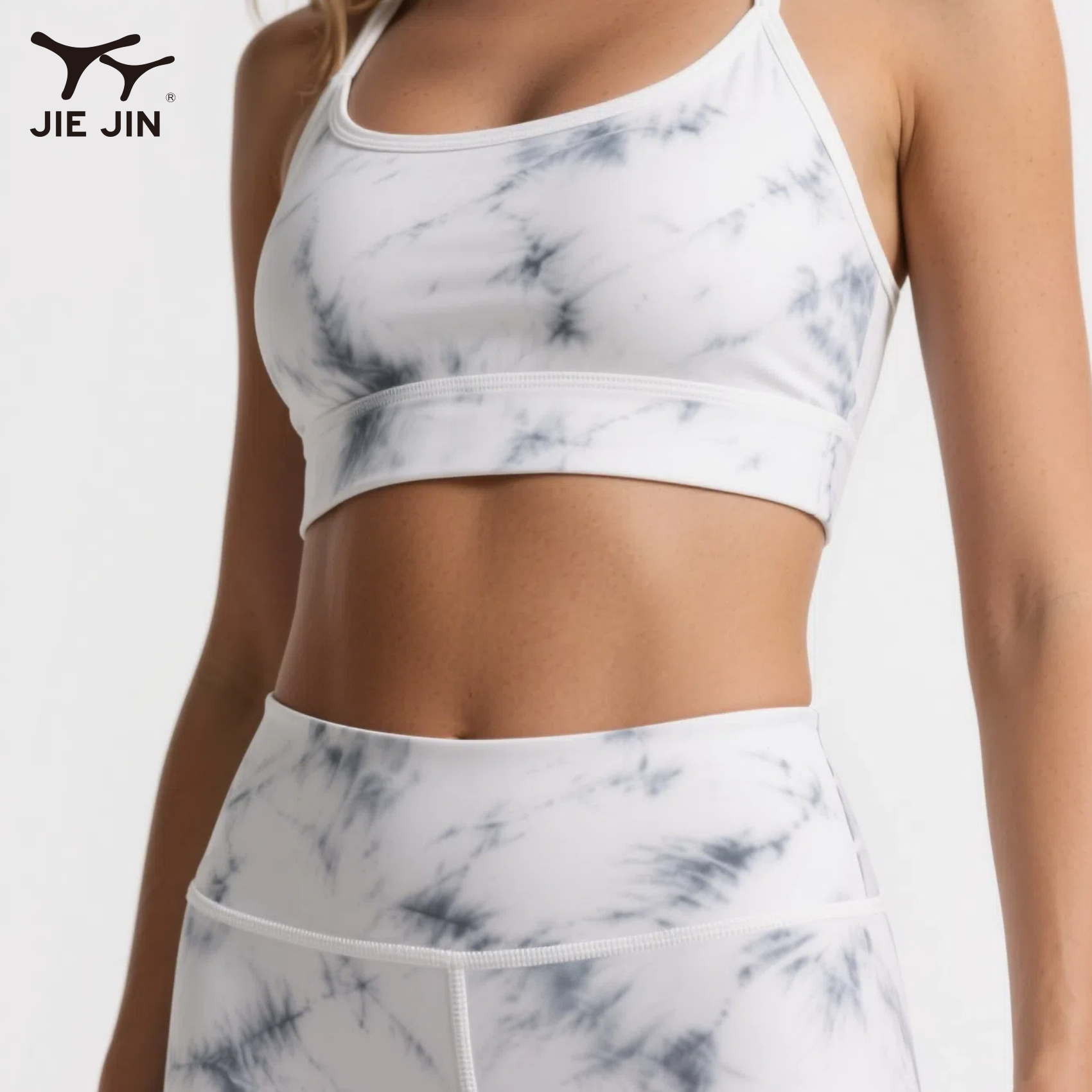 JIEJIN Custom logo Eco Friendly Fitness Two Piece Outdoor Women Tie Dye Yoga Active Wear Sets