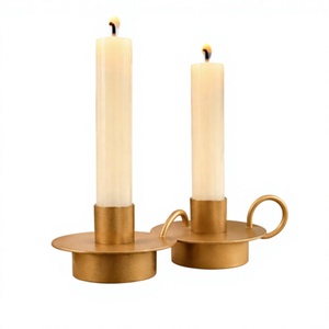 Tabletop Candle <b>Holder</b> <b>Brass</b> <b>Candlestick</b> <b>Holder</b> With Curved Handle Heat Resistant For Home Decoration Metal Candle <b>Holder</b> - Product Image 1