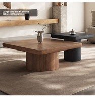 Nouvelle table basse en bois massif de style antique durable pour le salon, design italien minimaliste moderne carré