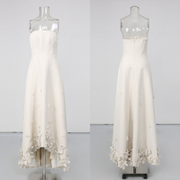 Robe longue asymétrique sans bretelles avec fleurs 3D pour femme, fermeture éclair au dos, unie, sans manches, décontractée, pour rendez-vous galants, soirées et fêtes, vente en gros