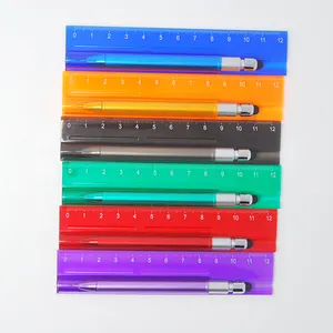 Plastik jenerik Stylus cep dokunmatik kalem, Logo özel yenilik hediye kalem, 3 in 1 çok amaçlı kalem cetvel